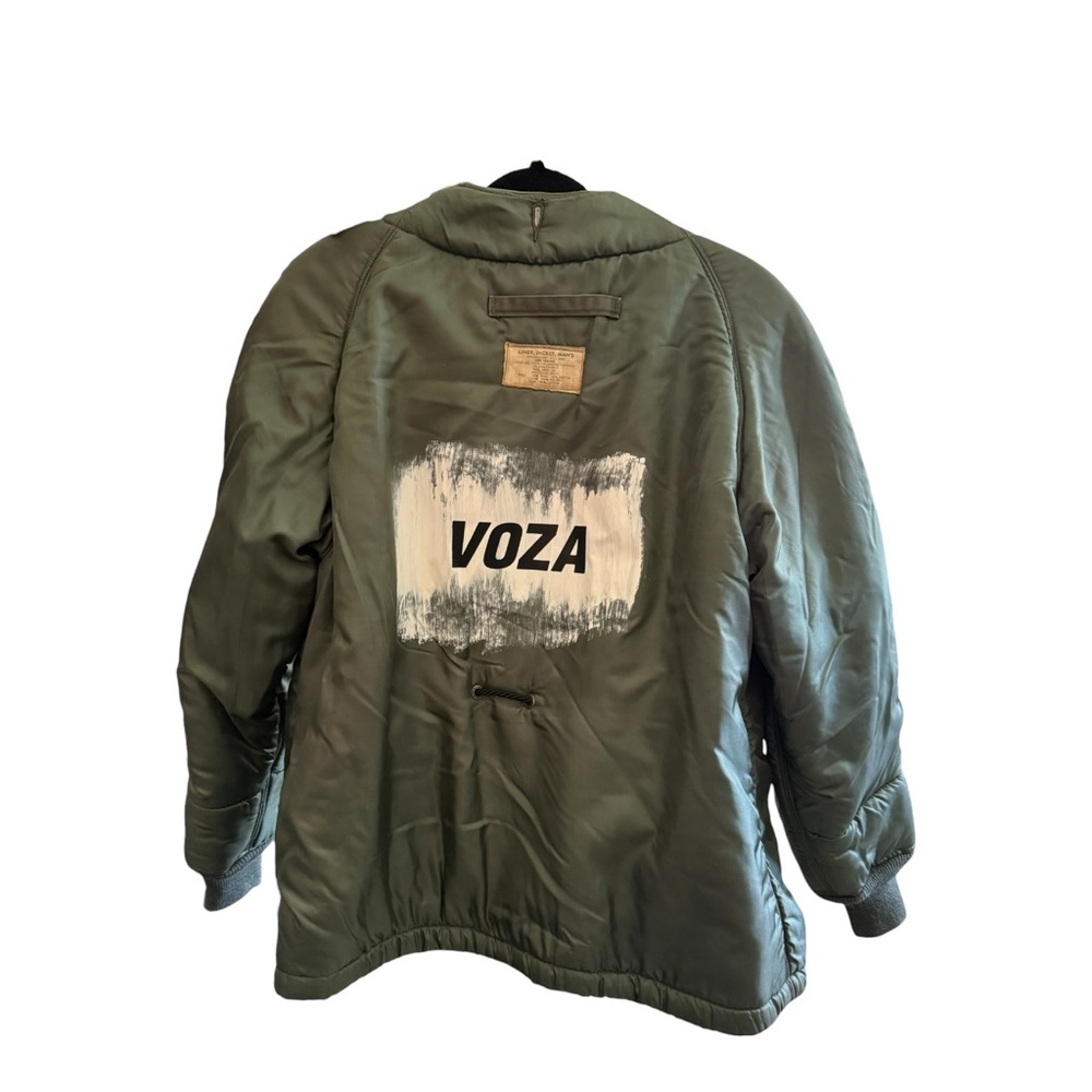 Vintage Military Liner L Jacket Green VOZA Rework Upcycled Streetwear Indie - Picture 3 of 11